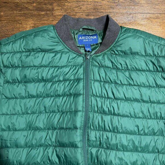 Arizona Jean Company Forest Green Quilted Puffer Jacket Full Zip Size Large NEW - Picture 3 of 12
